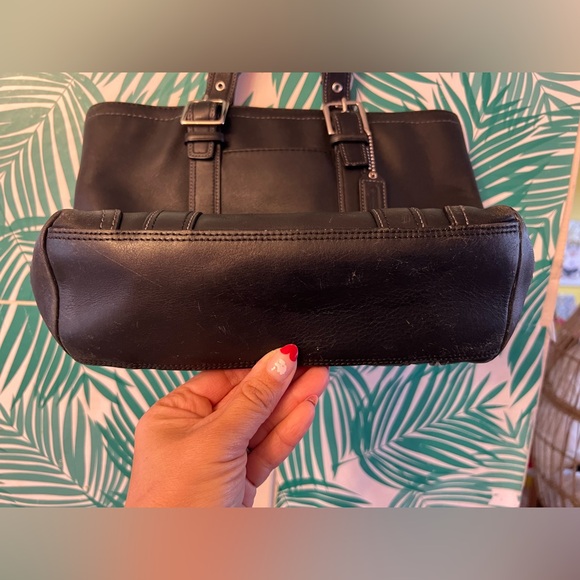 Vintage coach Hampton shoulder tote bag black leather 90’s Y2K - Picture 5 of 16